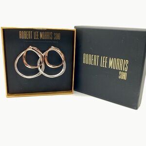 New IOB Robert Lee Morris Soho Two-Tone Hammered Circles Earrings